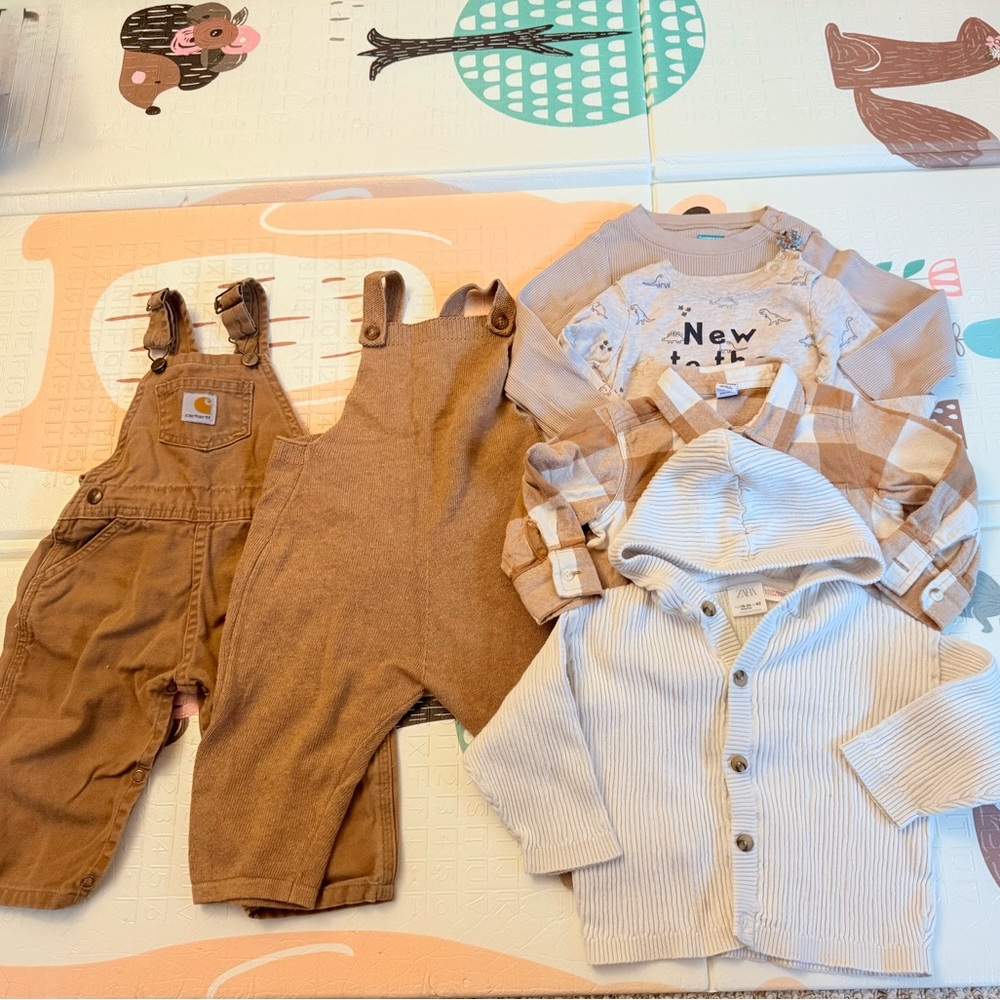 Zara Carhartt Boys Brown Cream Beige Spring Outfit Set